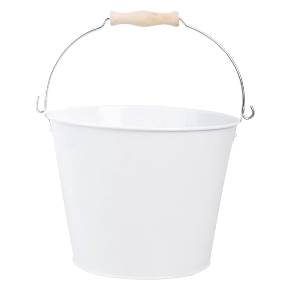 Esschert Design White Metal Bucket with Wood Handle 5 Liter RD23