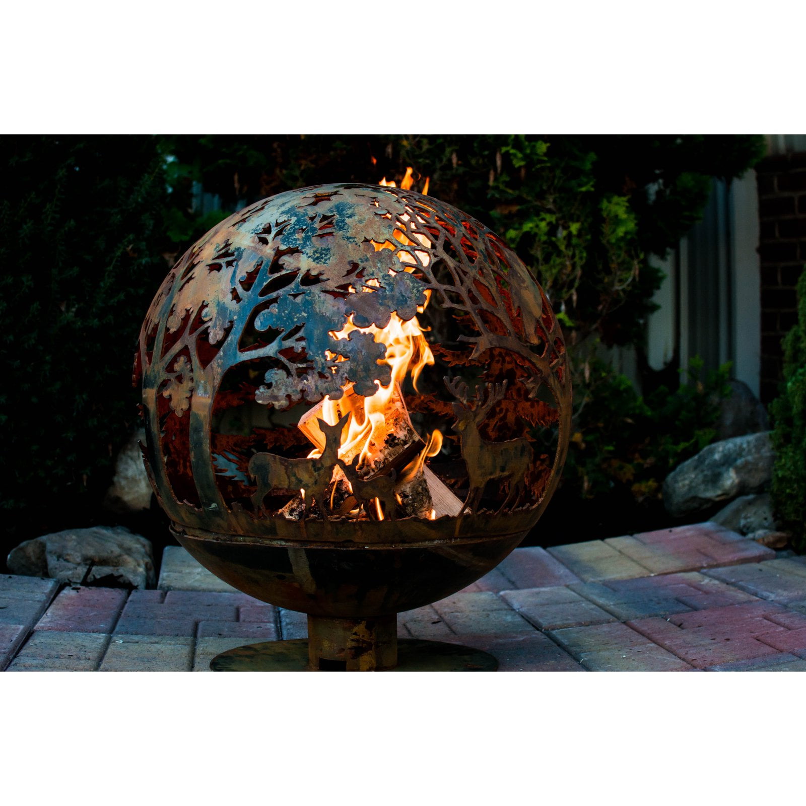 Esschert Design USA Wildlife Fire Sphere, Rust Metal - Large 