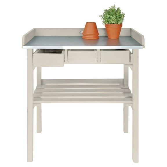 Esschert Design USA Wood Country Folklore Garden Work Bench, White