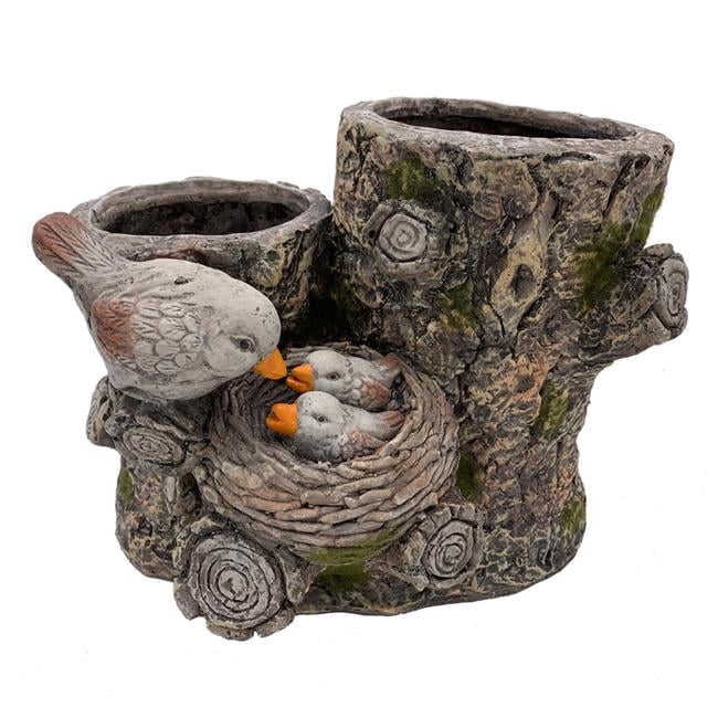 Extra Large Faux Wood Bird Nest Planter with Drainage Holes