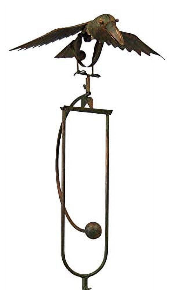 Copper and Verdigris Steel Bird Rocker Garden Stake, 53" Height