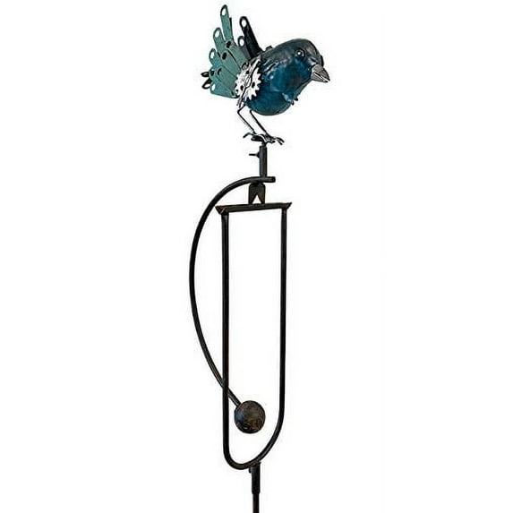 Esschert Staked Metal Mechanical Bluebird Rocker, 54" H