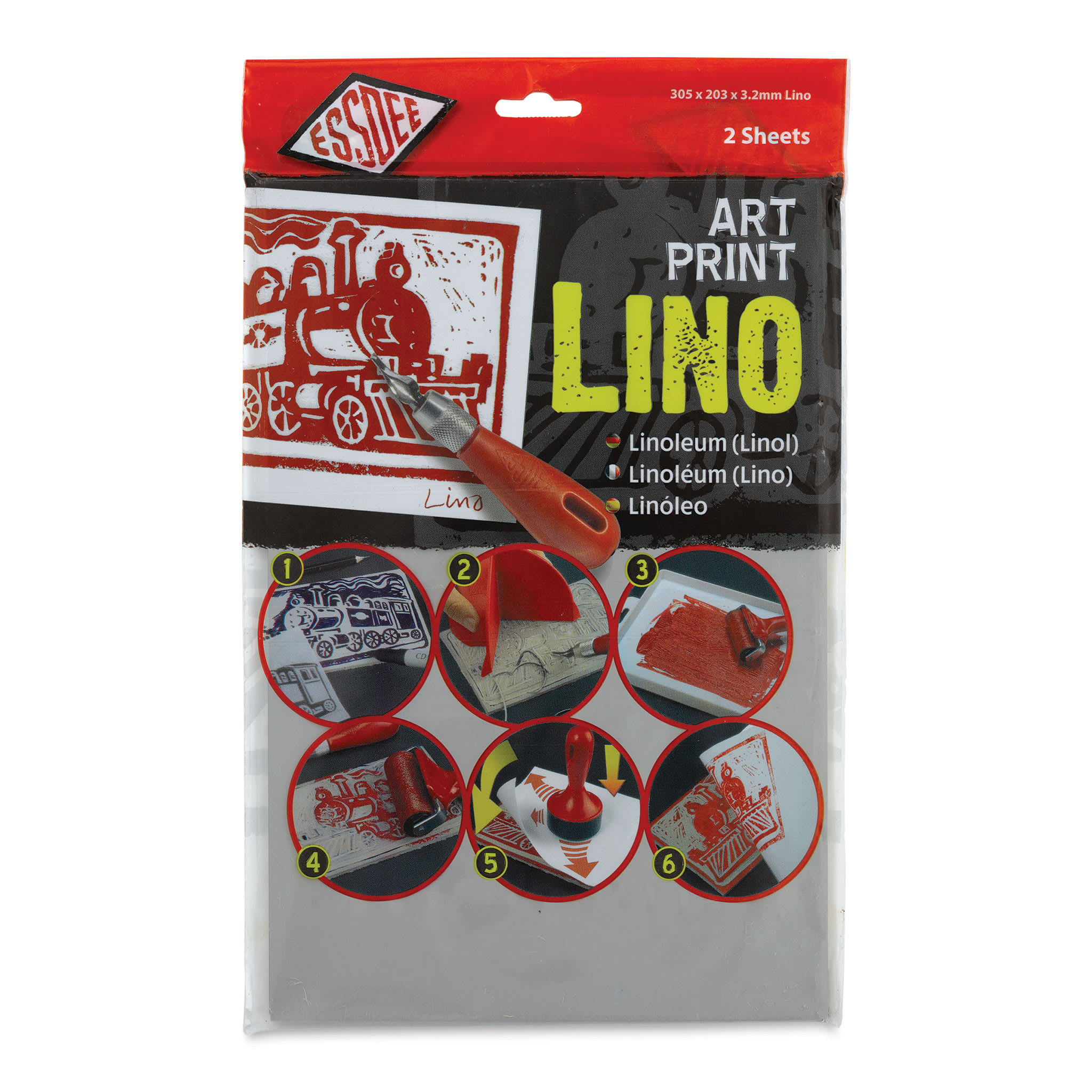 Bloques de linóleo Essdee - 12" x 8", sin montar, paquete de 2