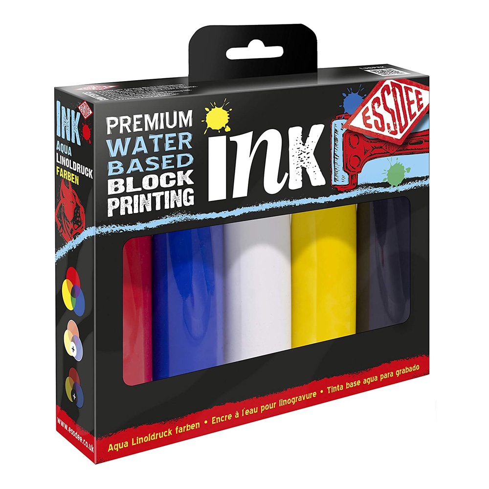 Essdee Premium Water Based Block Printing Ink Set - Primary Set of 5, 100 ml Tubes