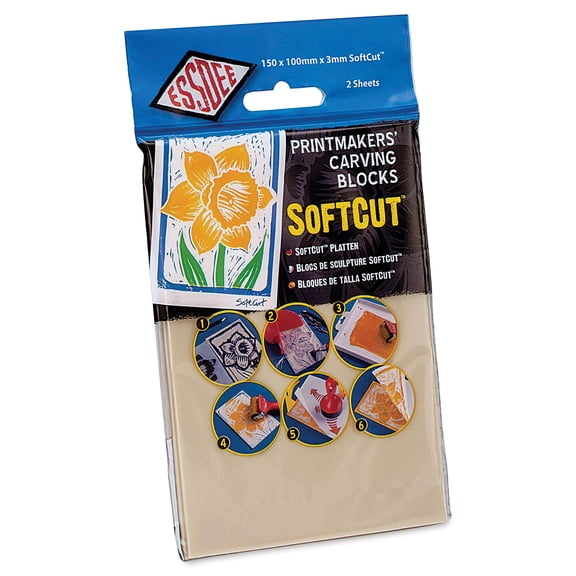 Essdee SoftCut Printmakers' Carving Blocks - 4" x 6", Pkg of 2