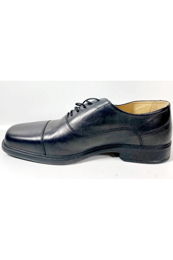 Men's Cap Toe Leather Shoes 22525, Black - Size 46