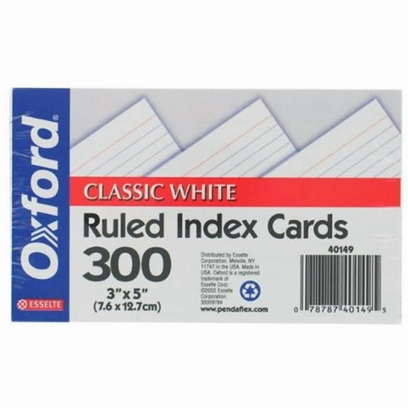 Esselte Pendaflex 40149 300 Count 3 in. X 5 in. White Ruled Index Cards