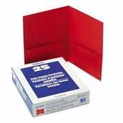 Esselte Pendaflex 57511 Twin-Pocket Portfolio  Embossed Leather Grain Paper  Red