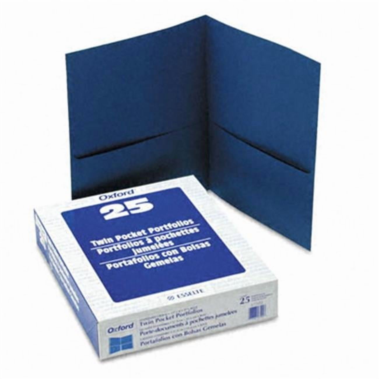 Esselte Pendaflex  Twin-Pocket Portfolio  Embossed Leather Grain Paper  Royal Blue