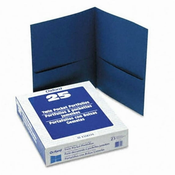 Esselte Pendaflex Twin-Pocket Portfolio Embossed Leather Grain Paper Royal Blue