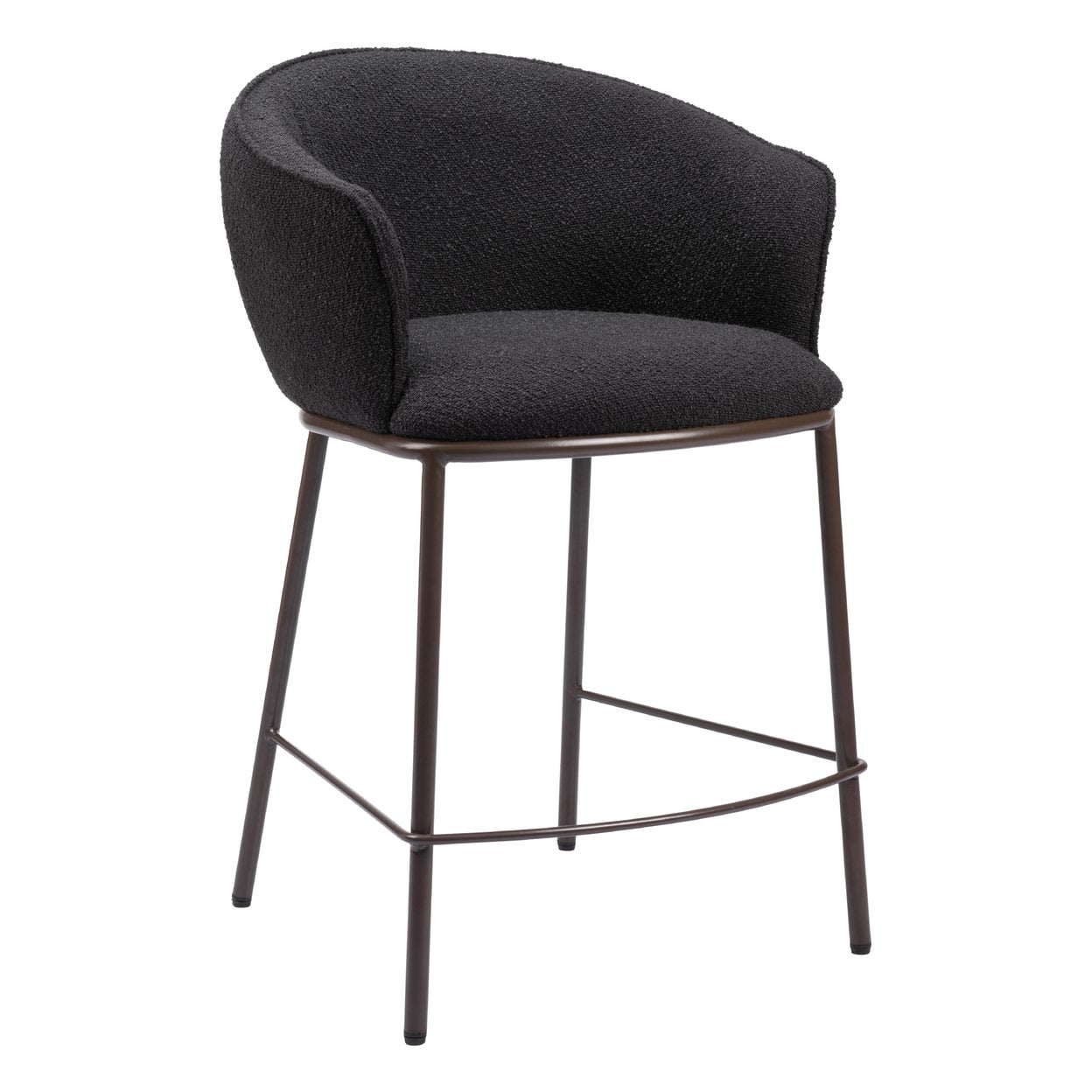 Essen Black Teddy Fabric and Bronze Counter Stool