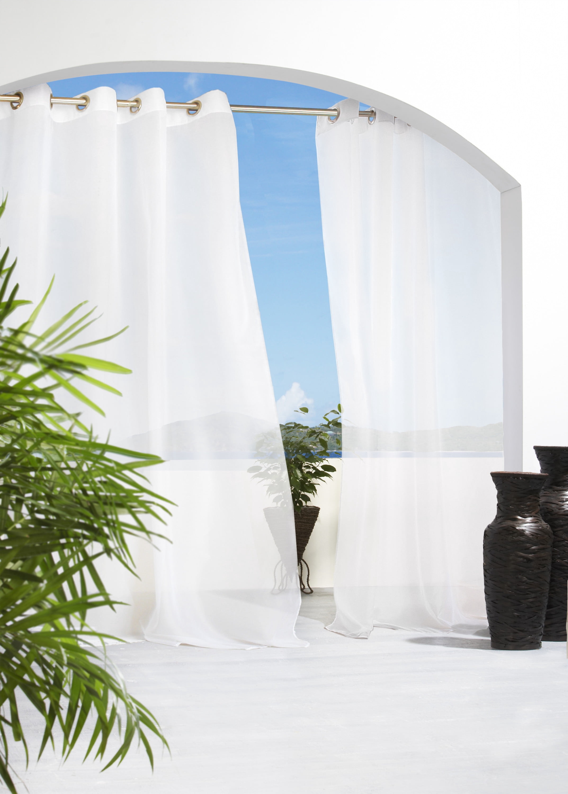 Essen Indoor/Outdoor Grommet Curtain Voile 54" x 108" in White