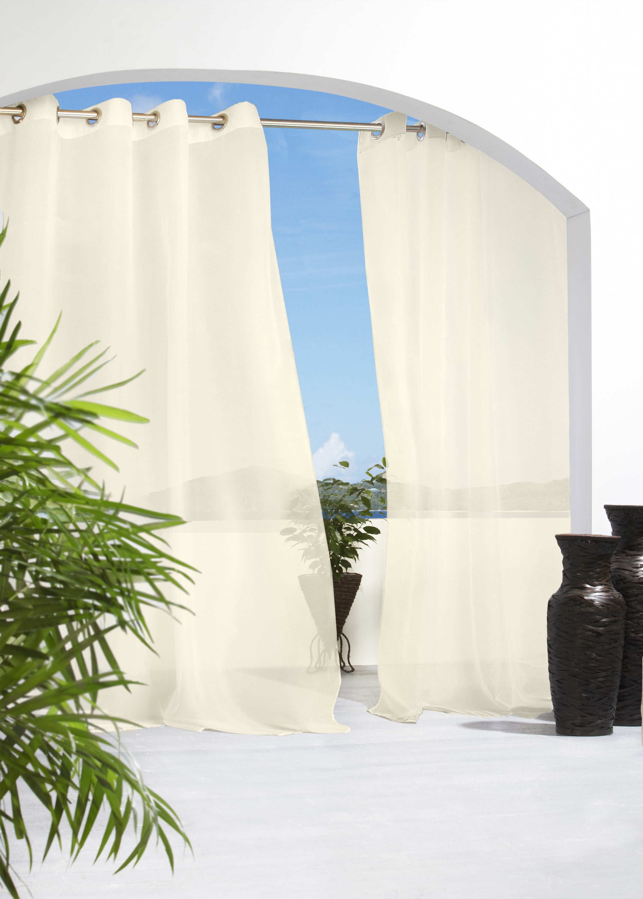Essen Indoor/Outdoor Grommet Curtain Voile 54" x 96" in Ivory