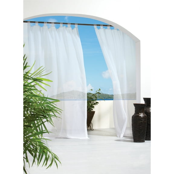 Essen Indoor/Outdoor Hook and Loop Tab Curtain Voile 54" x 84" in White
