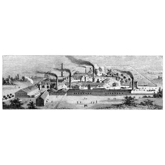 Essen: Krupp Works, 1852. /Nthe Krupp Steelworks At Essen, Germany. Line Engraving, 1886. Poster Print by (18 x 24)