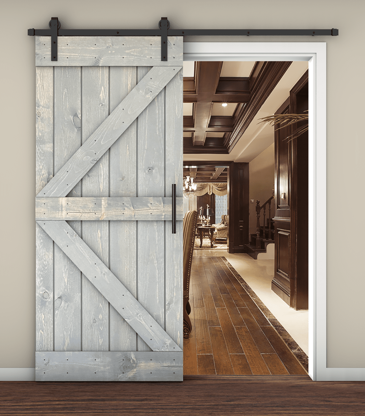 Essencaliy 36in x84in Solid Wood Barn Door, MadeinUSA Farmhouse