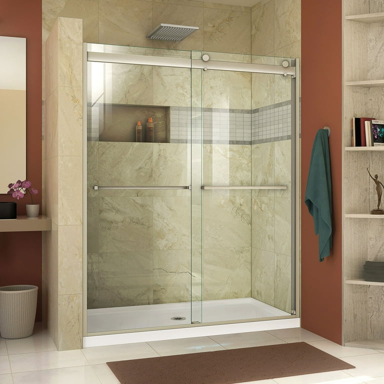 Essence-H 44 to 48 in. x 76 in. Semi-Frameless Bypass Sliding Shower Door in Brushed Nickel Essence-H 44 to 48 in. x 76 in. Semi-Frameless Bypass Sliding Shower Door in Brushed Nickel