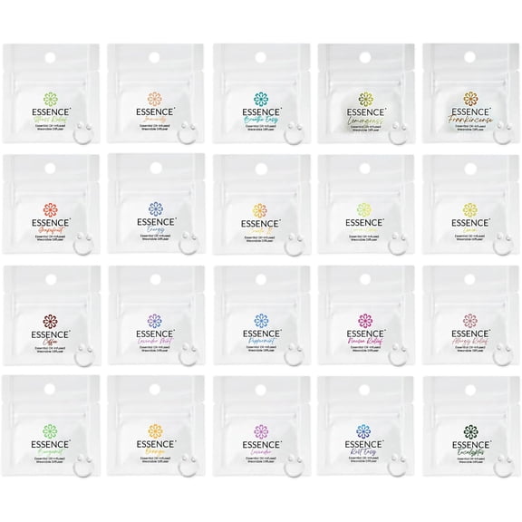 Essence Nasal Diffuser Ring Try-All Sample Pack - 20 Essential Oil Nose Ring Inhalers for Focus Calm & Mood Support - Find Your Signature Wearable Aromatherapy Scent for Travel Work & Self-Care