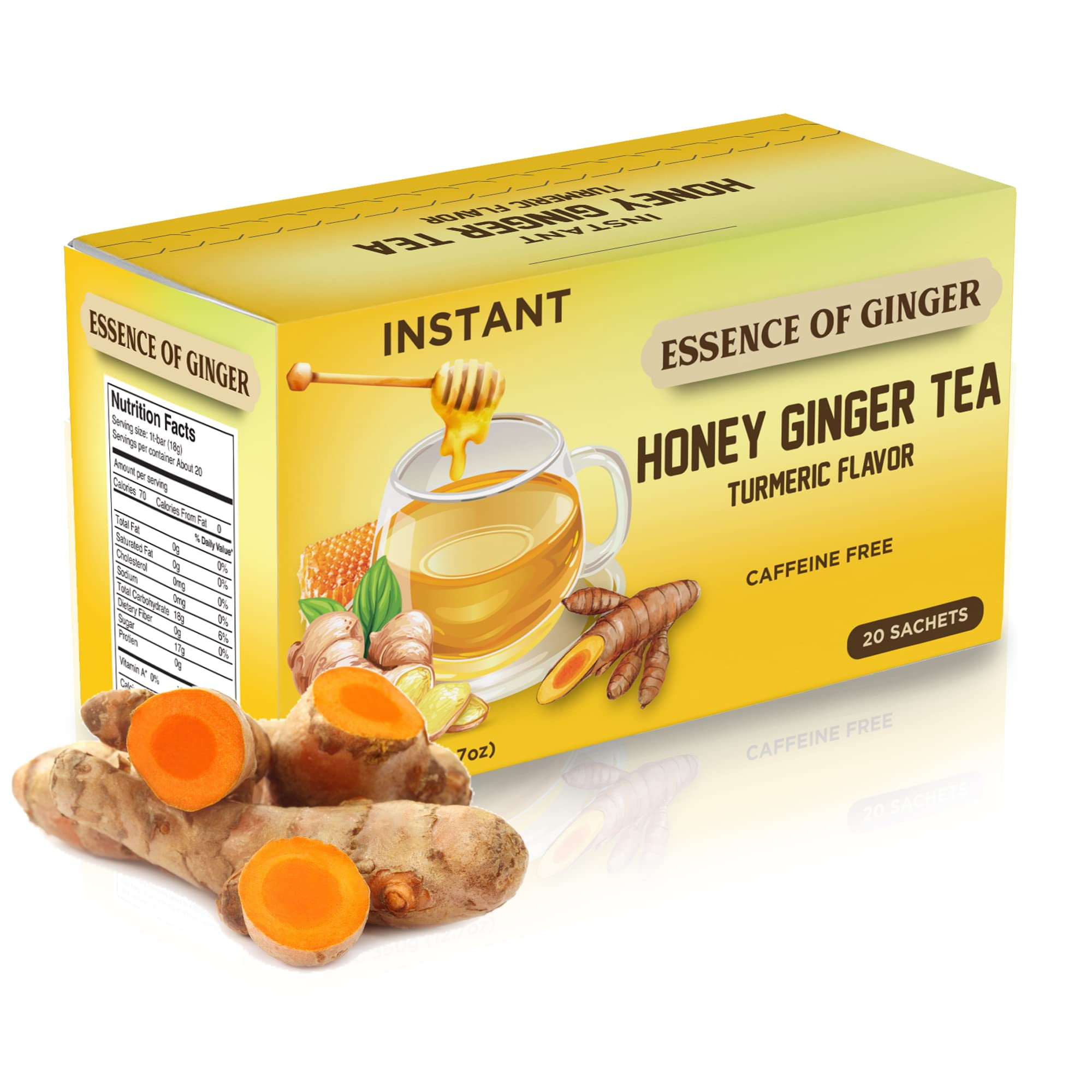 Essence Of Ginger Natural Honey Ginger Turmeric Tea 20 Packets