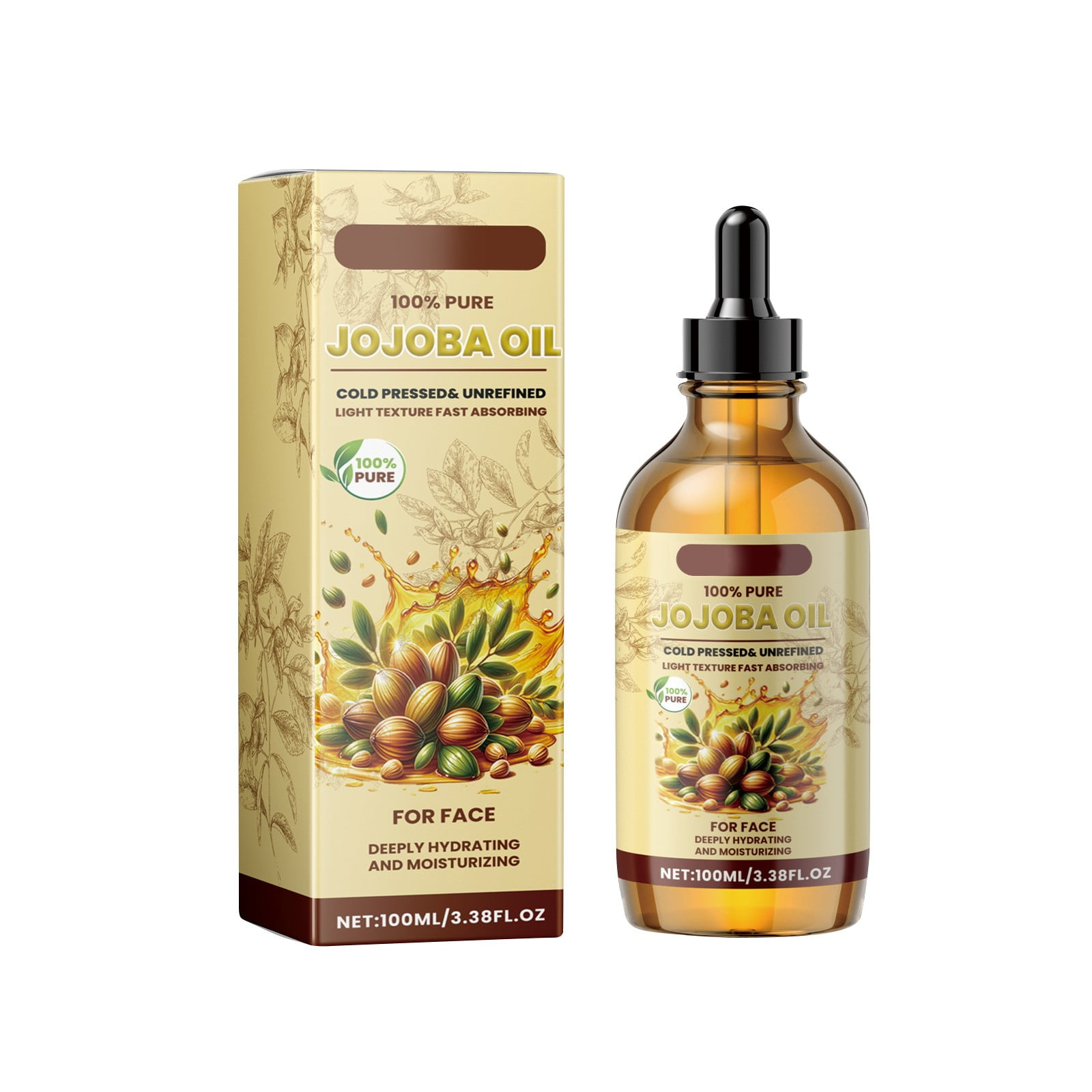 Essence Oil face Jojoba Oil For Skin, Hair, Nails, Body Cuticles Unrefined & Hexane Free