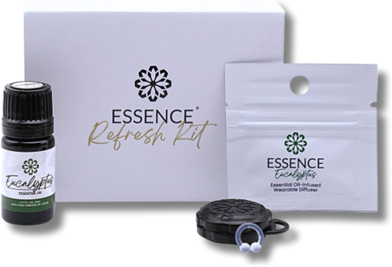 Essence Refresh Kit – Eucalyptus Essential Oil – Black Personal Aromatherapy Pod