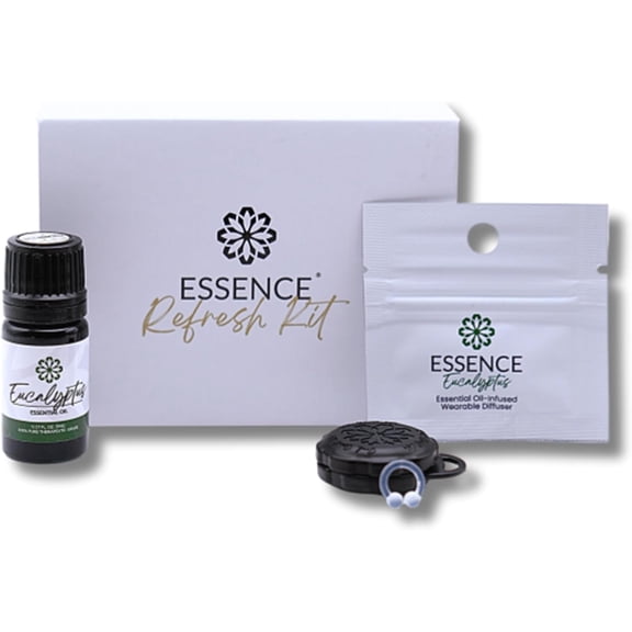 Essence Refresh Kit  Eucalyptus Essential Oil  Black Personal Aromatherapy Pod