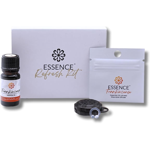 Essence Refresh Kit Frankincense Essential Oil Black Wearable Aromatherapy Pod