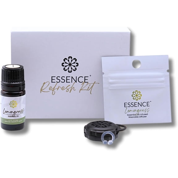 Essence Refresh Kit  Lemongrass Essential Oil  Black Personal Aromatherapy Pod