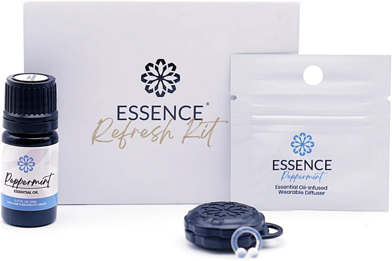 Essence Refresh Kit – Peppermint Essential Oil – Black Aromatherapy Pod