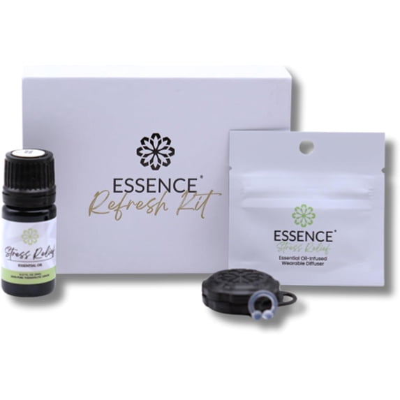 Essence Refresh Kit – Stress Relief Essential Oil Blend – Black Aromatherapy Pod