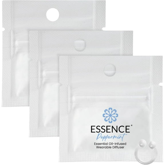 Essence Wearable Aromatherapy Nasal Diffuser  Peppermint Essential Oil Nose Ring Silicone Inhaler for Stress & Mood Support - Made in USA Travel-Friendly (3 Pack)