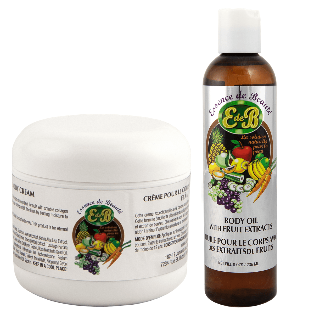 Essence de Beaute Collagen & Vitamin E Face & 4oz Body Cream + 8oz Body Oil