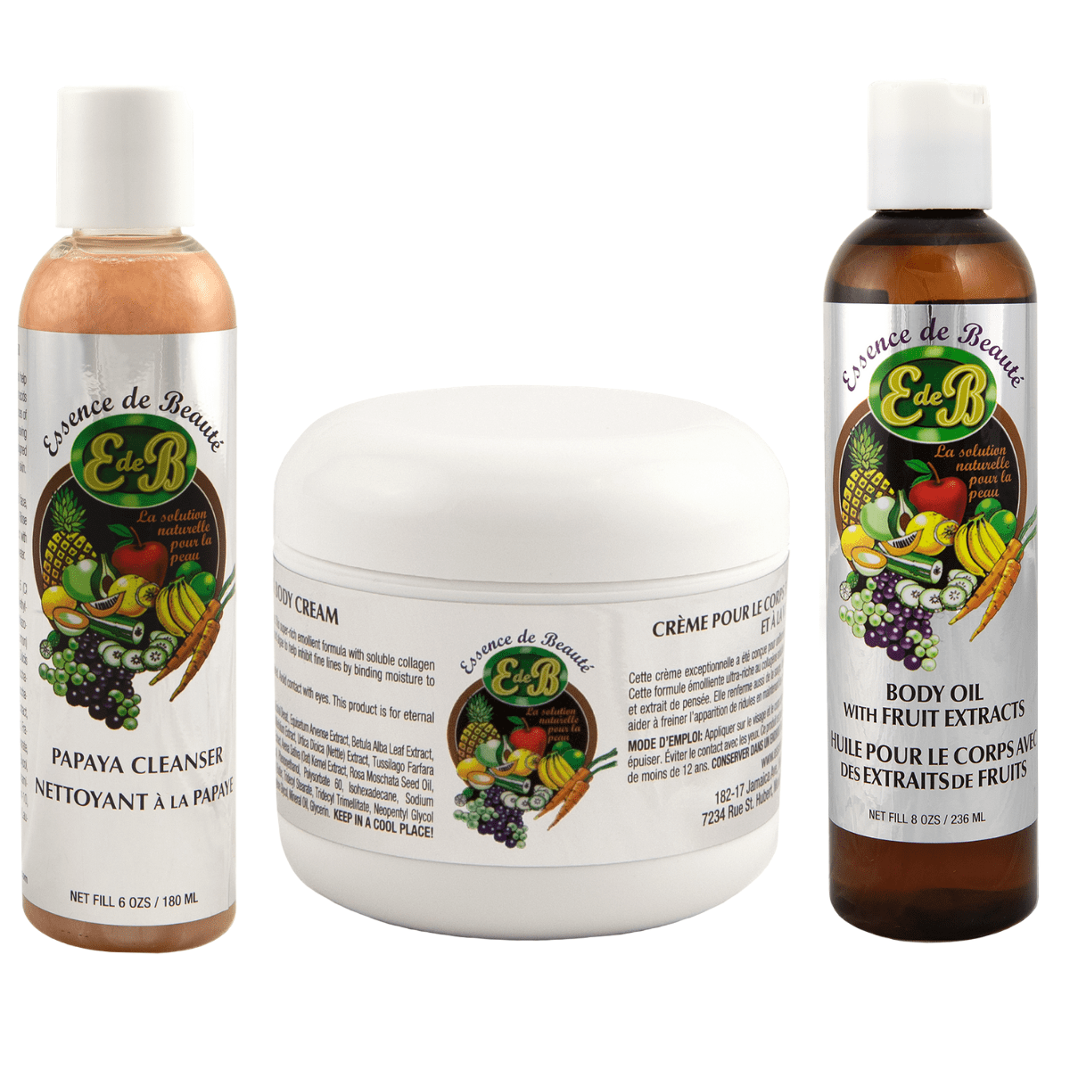 Essence de Beaute Collagen & Vitamin E Face & Body Cream + Body Oil + Papaya Cleanser