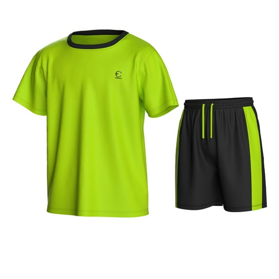 Essenclo Boys Athletic Shorts and Performance T-Shirt Crew Neck Boy Clothes Set, Summer Kids Outfit Size 3-16 (2 Pcs Set)