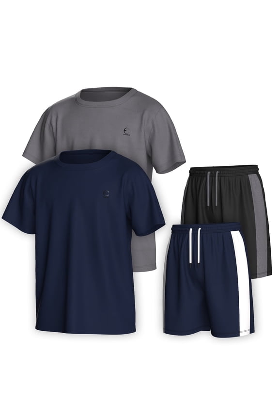 Boys Clothing Sets Tagless Loose Athletic Performance Crew Neck T-Shirt and Short Outfits Size 3-16 (4 Piece Set) - Set-3 - 3-4