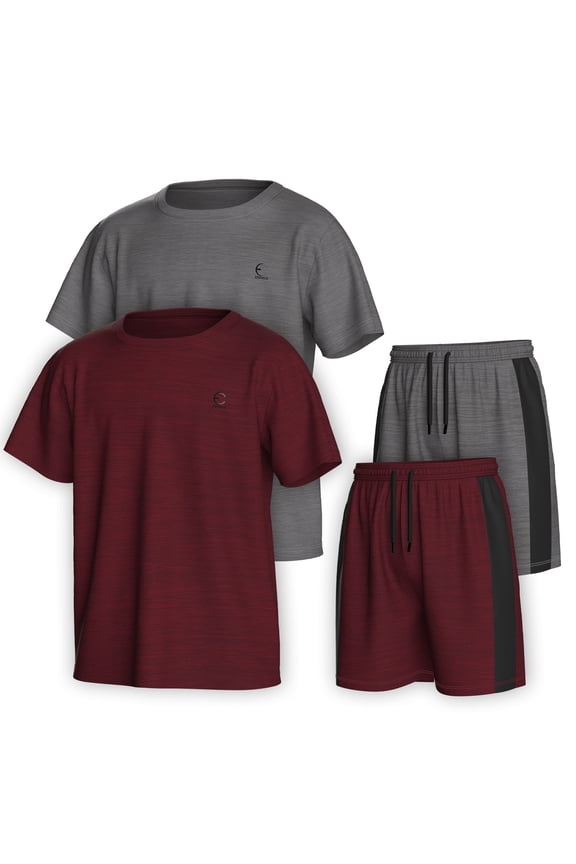 Boys Clothing Sets Tagless Loose Athletic Performance Crew Neck T-Shirt and Short Outfits Size 3-16 (4 Piece Set) - Set-2 - 11-12