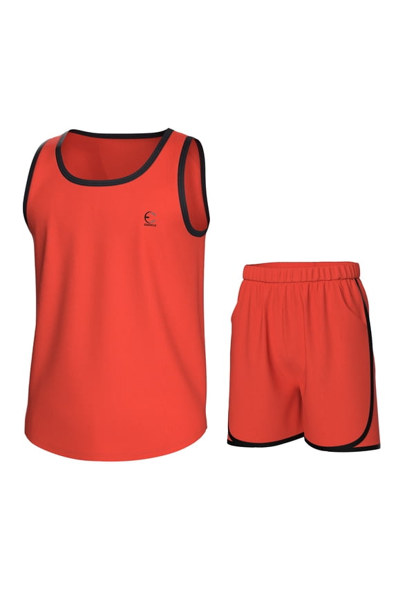 Boys Clothing Sets, Boys Athletic Shorts & Sleeveless Shirts, Crew Neck Kids Tank Top Clothes Size 3-16 (2 Pcs Set)