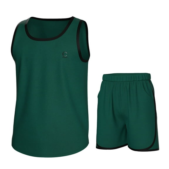 Essenclo Boys Athletic Set, Tank Top and Athletic Shorts, 2 Pc Set - Evergreen