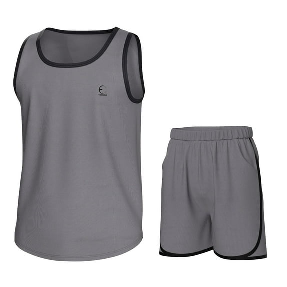 Essenclo Boys Athletic Set, Tank Top and Athletic Shorts, 2 Pc Set - Gray