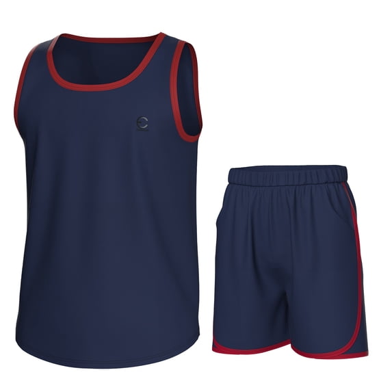 Essenclo Boys Athletic Set, Tank Top and Athletic Shorts, 2 Pc Set - Navy
