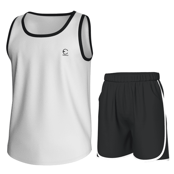 Essenclo Boys Clothing Sets, Boys Athletic Shorts & Sleeveless Shirts, Crew Neck Kids Tank Top Clothes Size 3-16 (2 Pcs Set)