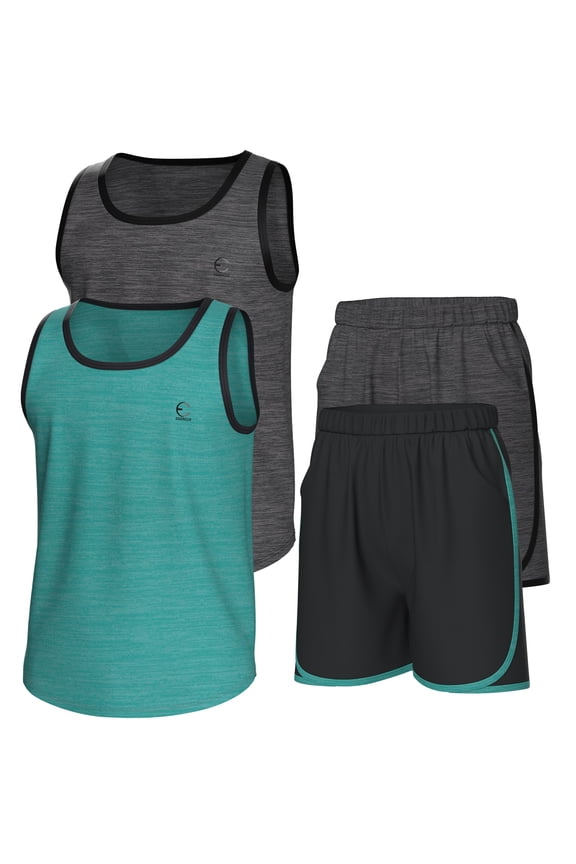Boys Clothing Sets, Athletic Crew Neck Sleeveless T-Shirt and Boys' Short Sets Outfits w/ Pockets 4 Pcs - Size 3-16