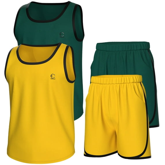 Essenclo Boys Clothing Sets, Athletic Crew Neck Sleeveless T-Shirt and Boys' Short Sets Outfits w/ Pockets 4 Pcs - Size 3-16