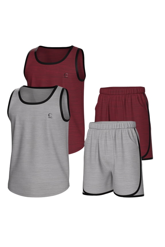 Boys Clothing Sets, Athletic Crew Neck Sleeveless T-Shirt and Boys' Short Sets Outfits w/ Pockets 4 Pcs - Size 3-16