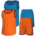 thumbnail image 1 of Essenclo Boys Clothing Sets, Athletic Crew Neck Sleeveless T-Shirt and Boys' Short Sets Outfits w/ Pockets 4 Pcs - Size 3-16, 1 of 7