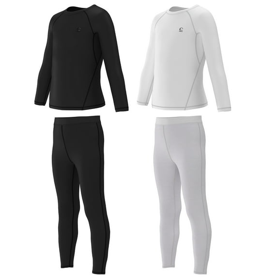 Essenclo Boys Compression Pants and Youth Athletic Shirts Set 3 or 4 Piece Base Layer Gear for Kids Sports, Football, Soccer