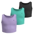 thumbnail image 1 of Essenclo Girls Athletic Crop Tank Tops, 3 Pack, Stretch Tops for Dance, Gymnastics, Yoga & Activewear, 1 of 6