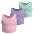thumbnail image 1 of Essenclo Girls Athletic Crop Tank Tops, 3 Pack, Stretch Tops for Dance, Gymnastics, Yoga & Activewear, 1 of 6