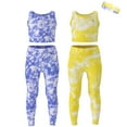 thumbnail image 1 of Essenclo Girls Athletic Set, Crop Top and Leggings, Size 3-16, 5 Pc Set - Blue Yellow, 1 of 7