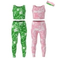 thumbnail image 1 of Essenclo Girls Athletic Set, Crop Top and Leggings, Size 3-16, 5 Pc Set - Pink Green, 1 of 7